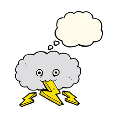 cartoon thundercloud with thought bubble