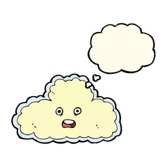 cartoon cloud symbol with thought bubble