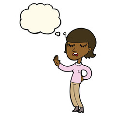 Fototapeta premium cartoon woman ignoring with thought bubble