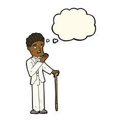 cartoon shocked gentleman with thought bubble