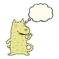 cartoon happy dog with thought bubble