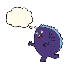 cartoon monster with thought bubble