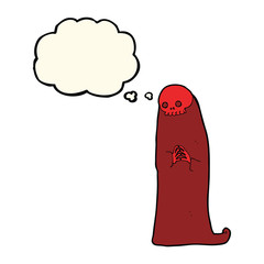 cartoon halloween ghoul with thought bubble