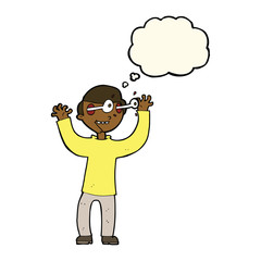 cartoon man with eyes popping out of head with thought bubble