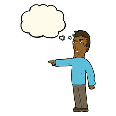 cartoon angry man pointing with thought bubble