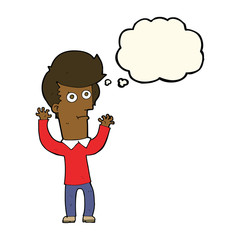 Fototapeta premium cartoon shocked man with thought bubble