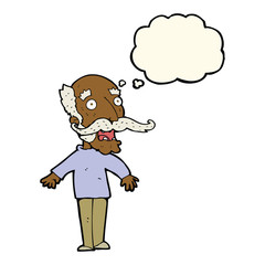 Fototapeta premium cartoon old man gasping in surprise with thought bubble
