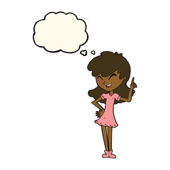 Obraz premium cartoon girl making point with thought bubble
