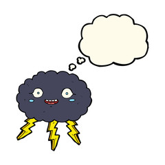 happy cartoon rain cloud with thought bubble