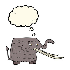 cartoon woolly mammoth with thought bubble