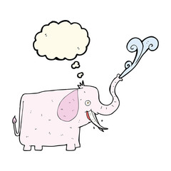 cartoon happy elephant with thought bubble