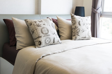 Empty modern bed in bedroom