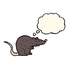 cartoon black rat with thought bubble