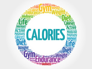 CALORIES circle stamp word cloud, fitness, sport, health concept