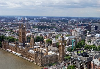Fototapeta na wymiar Houses or Parliament and city view, London.