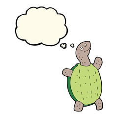 cartoon happy turtle with thought bubble