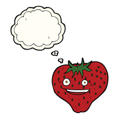cartoon strawberry with thought bubble