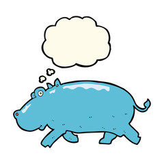 cartoon hippopotamus with thought bubble