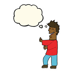 Fototapeta premium cartoon laughing man with thought bubble