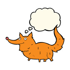 cartoon little dog with thought bubble