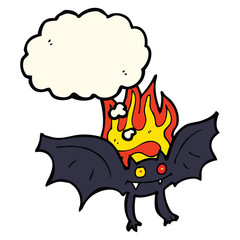 cartoon vampire bat with thought bubble