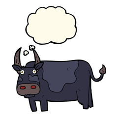 cartoon bull with thought bubble