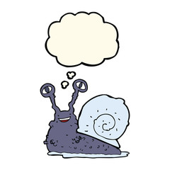 cartoon snail with thought bubble