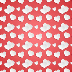 Fototapeta na wymiar White hearts on a red background - vector