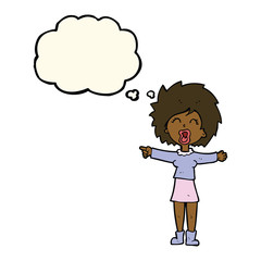 cartoon stressed out woman talking with thought bubble