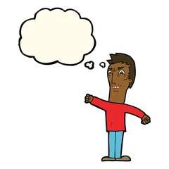 cartoon annoyed man with thought bubble