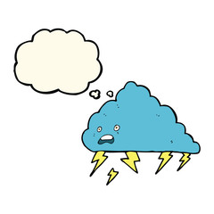 cartoon thundercloud with thought bubble