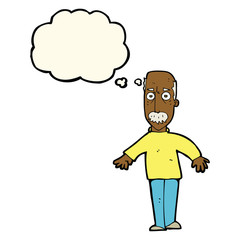 cartoon annoyed old man with thought bubble
