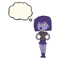 cartoon vampire girl with thought bubble