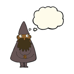 cartoon wizard with thought bubble