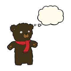 cartoon cute black bear with thought bubble