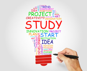 Study words concept, Business, Art and Technological concept
