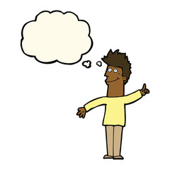 cartoon man with idea with thought bubble