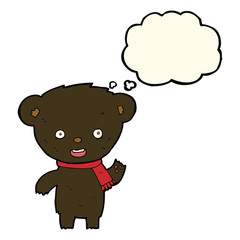 cartoon cute black bear with thought bubble