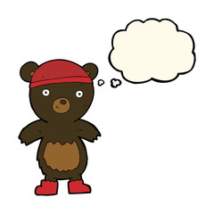 cartoon cute black bear with thought bubble