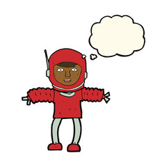 cartoon astronaut with thought bubble