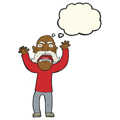 cartoon angry old man with thought bubble