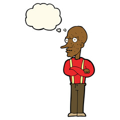 cartoon mean old man with thought bubble