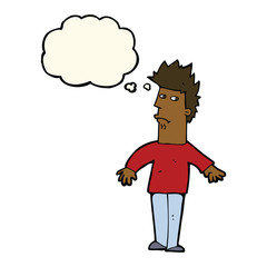 Obraz premium cartoon worried man with thought bubble