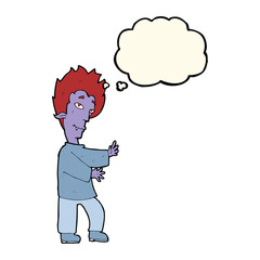 cartoon vampire with thought bubble