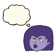 cartoon vampire face with thought bubble
