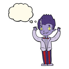 cartoon vampire boy with thought bubble