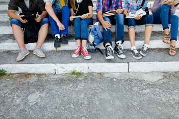 students in park