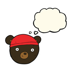 cartoon black bear face with thought bubble