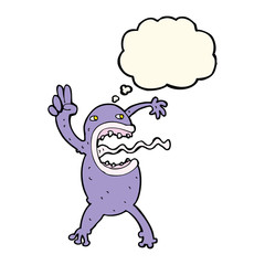 cartoon crazy frog with thought bubble