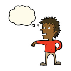 Fototapeta premium cartoon man making dismissive gesture with thought bubble